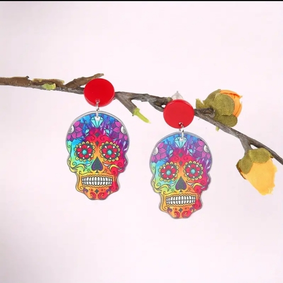 Sugar Skull Acrylic Earrings - Picture 4 of 4